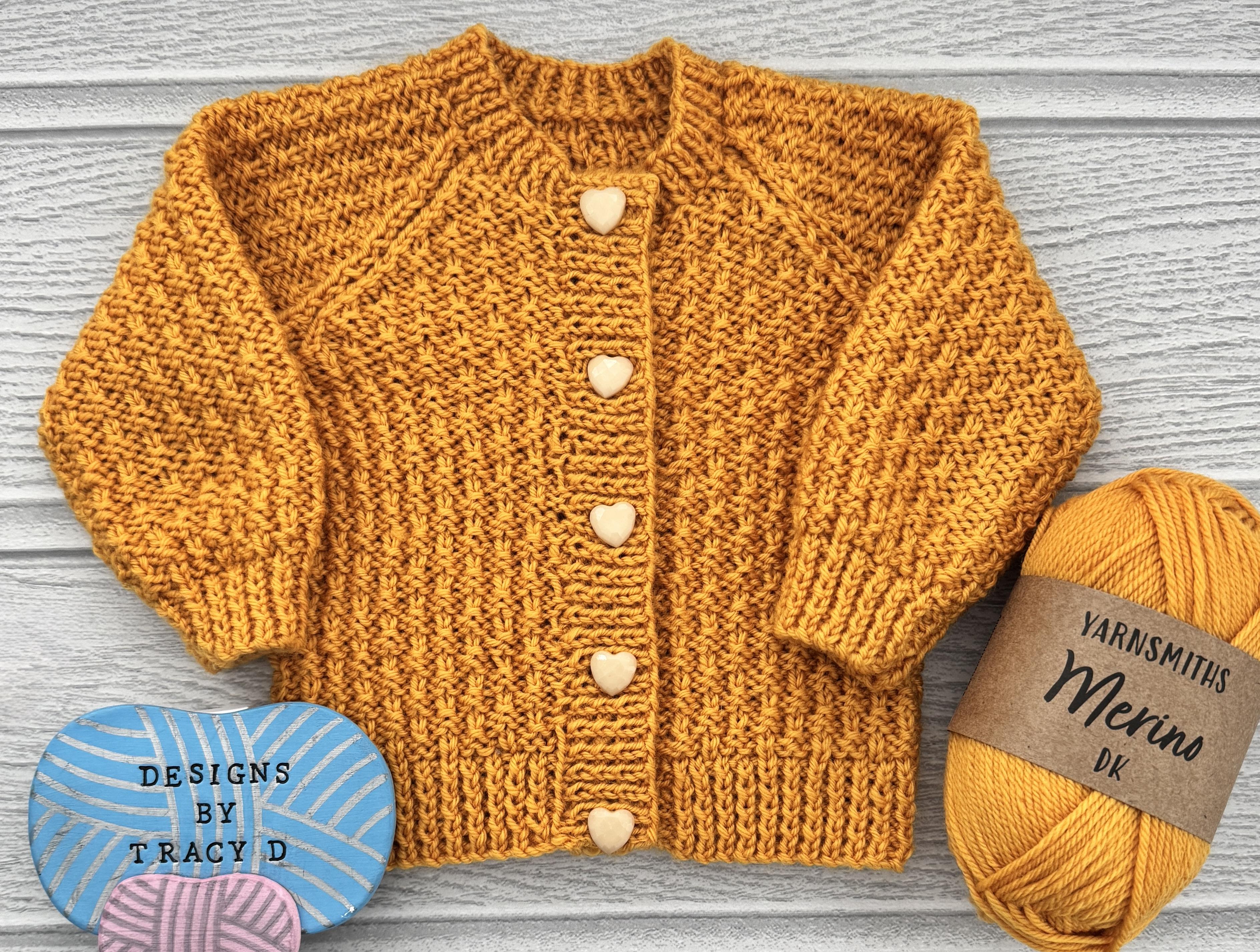 Jennifer Baby Cardigan 16" to 20" chest size. Approx 0-9mths