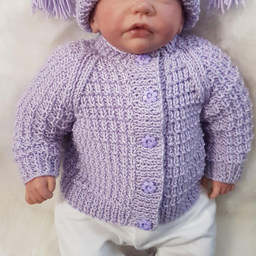 Rhys Baby Cardigan, Hat & Booties knitting pattern Unisex 0-12mths