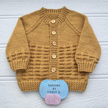 River Baby cardigan knitting pattern 0-9/12mths approx