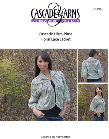 Floral Lace Jacket in Cascade Ultra Pima - DK198 - Free PDF