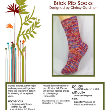 Gardiner Yarn Works Brick Rib Socks Knitting Pattern