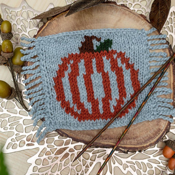 Pumpkin Mug Rug Knit