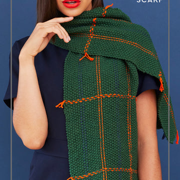 Paintbox Yarns Tasseled Tartan Scarf Knitting Pattern