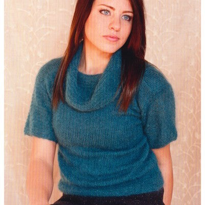 Plymouth Yarn 2770 Woman's Short Sleeve Cowl Neck Pullover