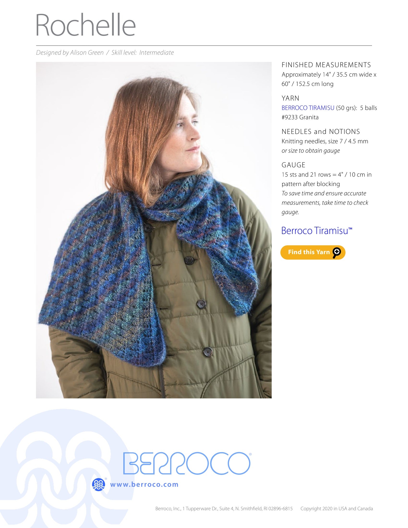 Berroco Rochelle Wrap Knitting Pattern