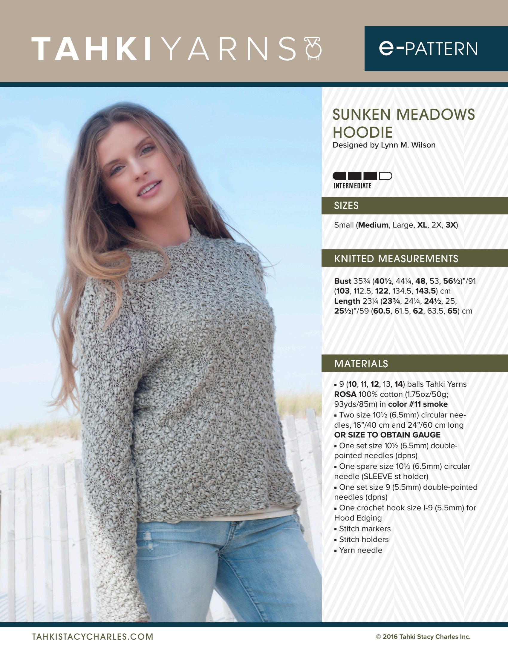 Tahki Yarns Sunken Meadows Hoodie Knitting Pattern