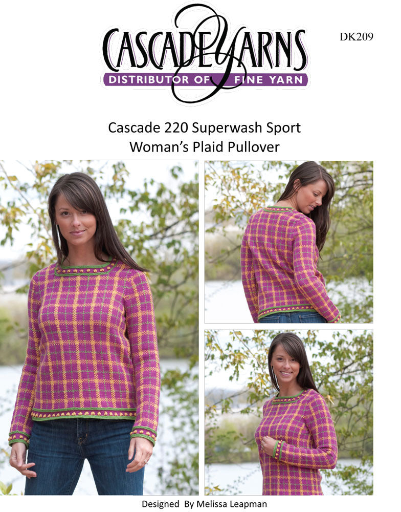Woman's Plaid Pullover in Cascade 220 Superwash Sport - DK209 - Free PDF