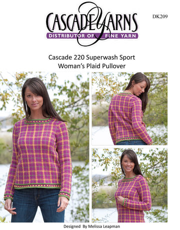 Woman's Plaid Pullover in Cascade 220 Superwash Sport - DK209 - Free PDF