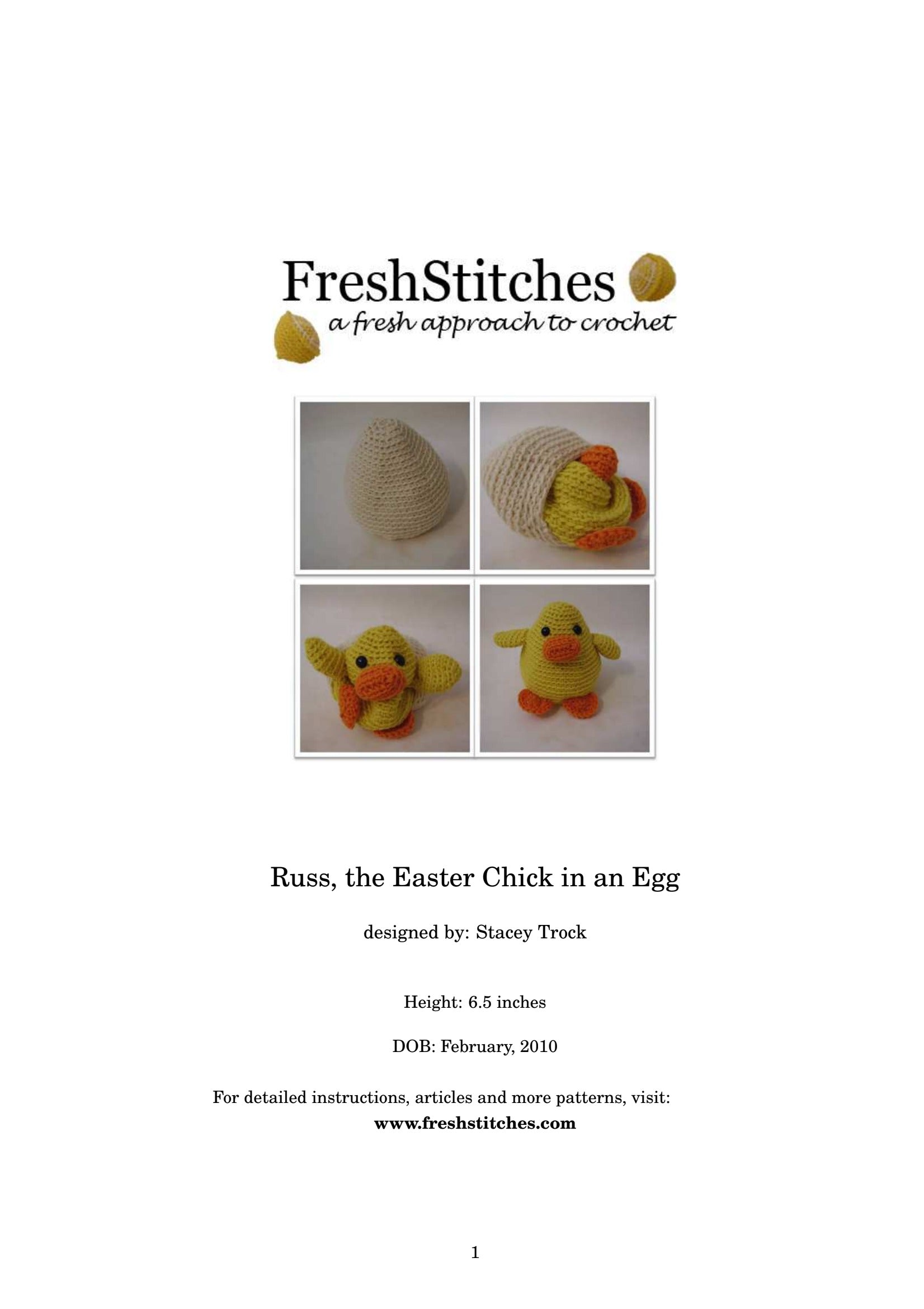 FreshStitches Russ the Chick Toy Crochet Pattern