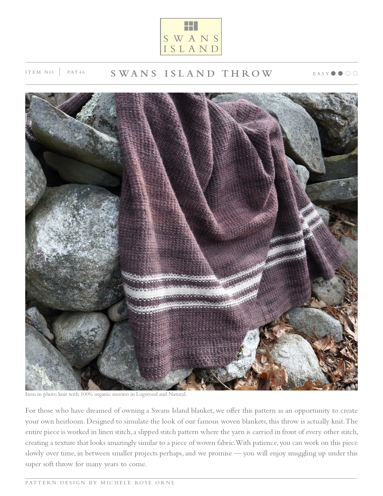 Swans Island Swans Island Throw Blanket Knitting Pattern
