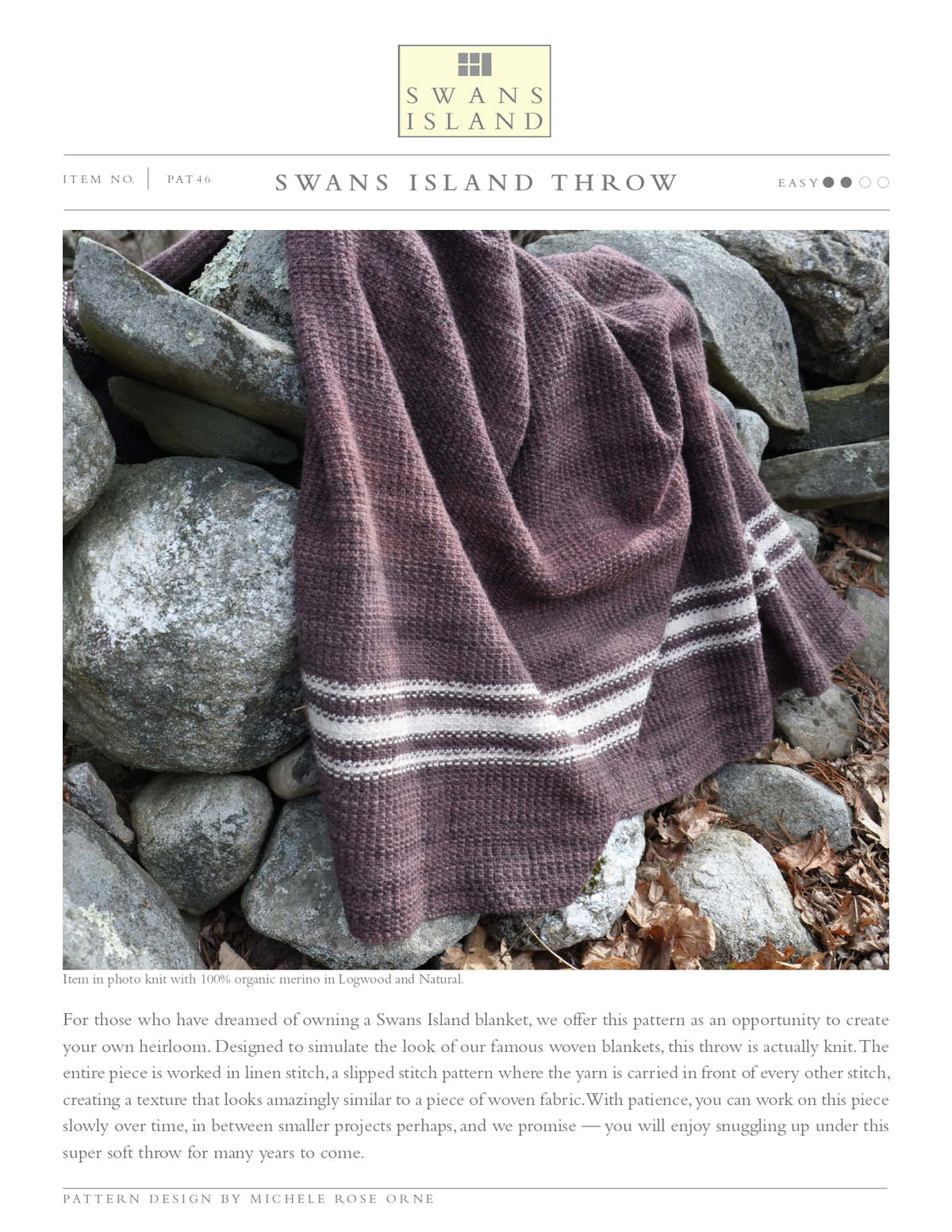 Swans Island Swans Island Throw Blanket Knitting Pattern