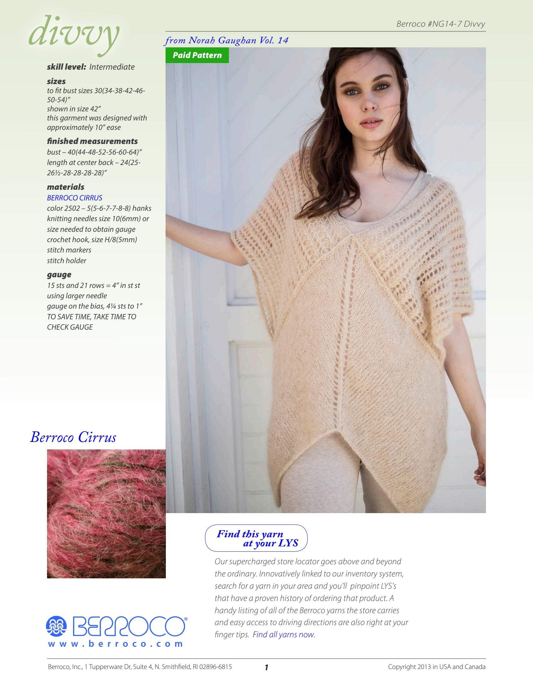 Berroco Divvy Jumper Knitting Pattern