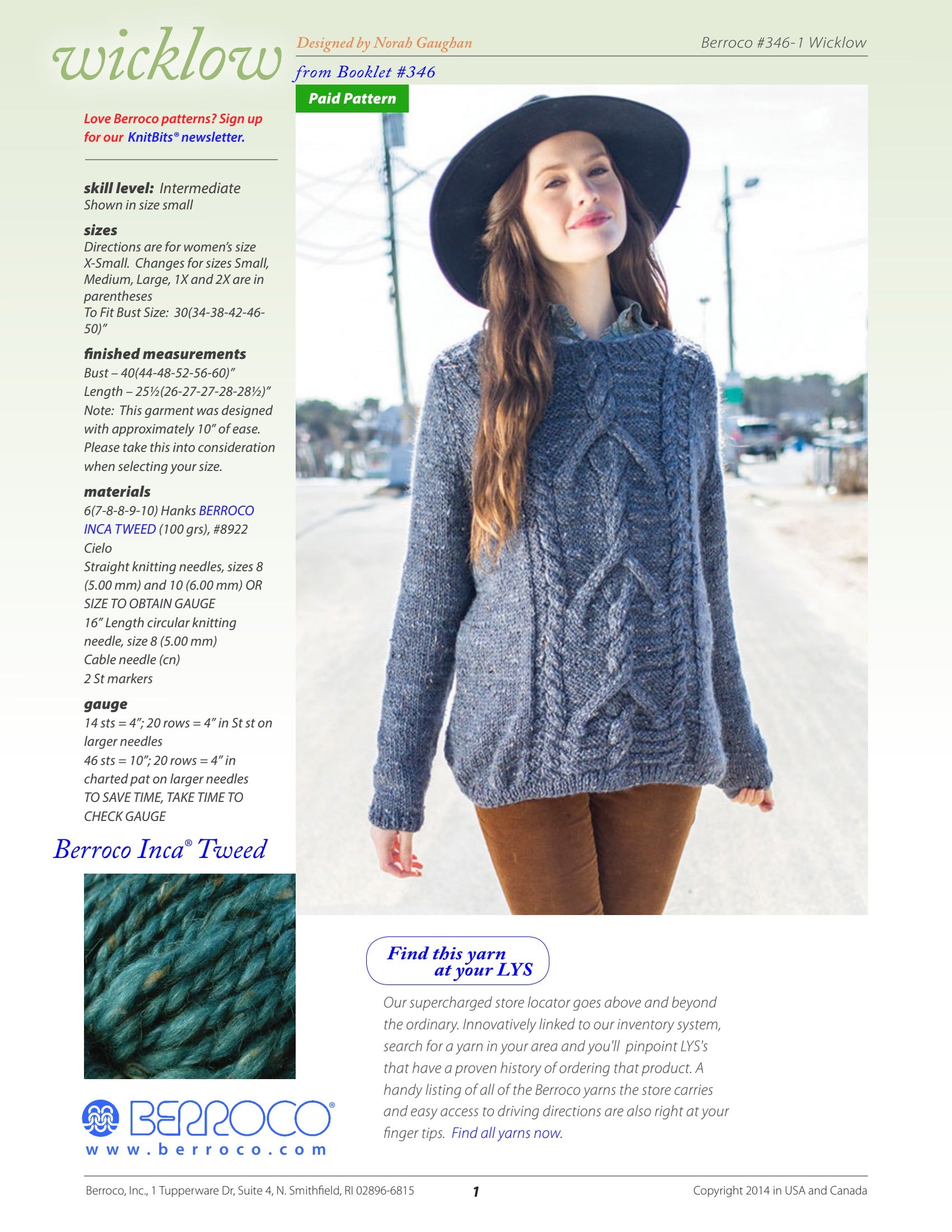 Berroco Wicklow Jumper Knitting Pattern