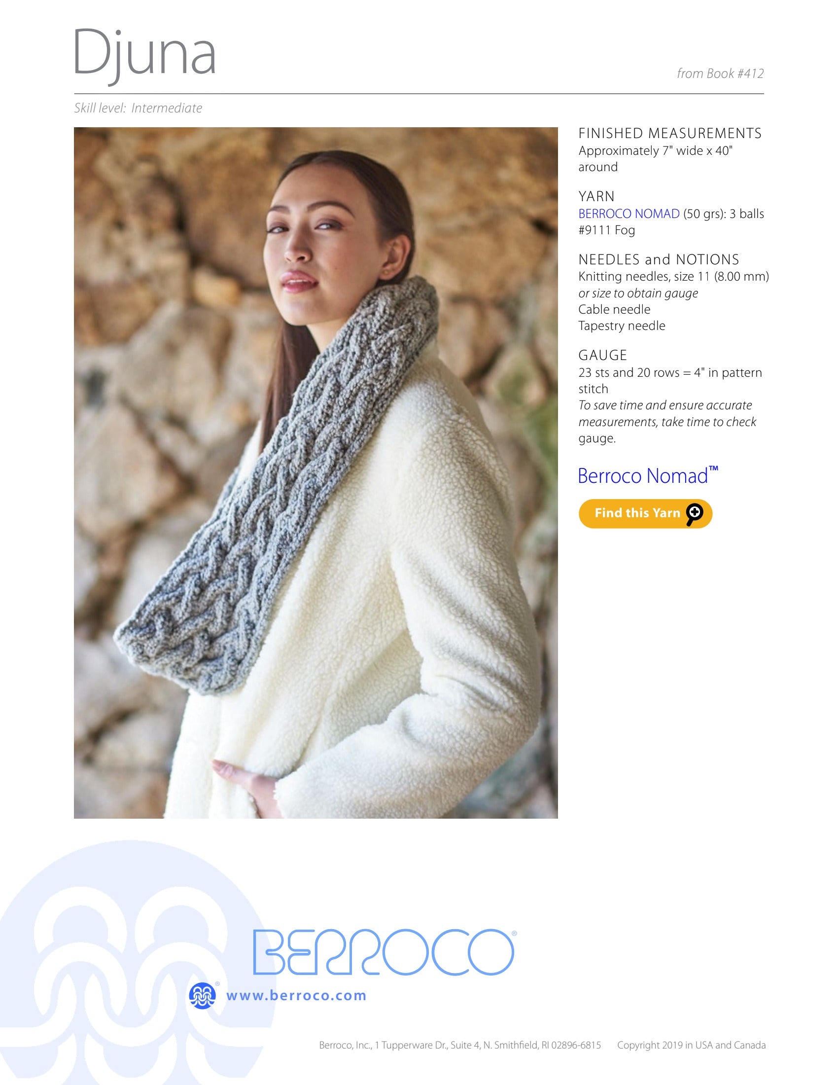 Berroco Djuna Cowl Knitting Pattern