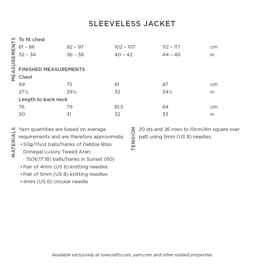 Debbie Bliss Sleeveless Jacket Knitting Pattern