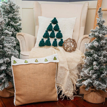 Tree Tassel Knit & Crochet Pillow