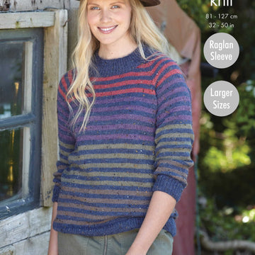 Ladies Round & High Neck Sweaters Jumper Knitting Pattern
