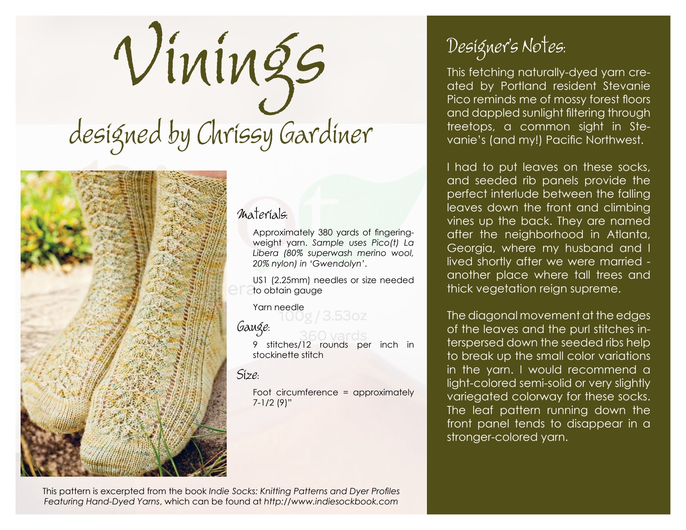 Gardiner Yarn Works Vinings Socks Knitting Pattern