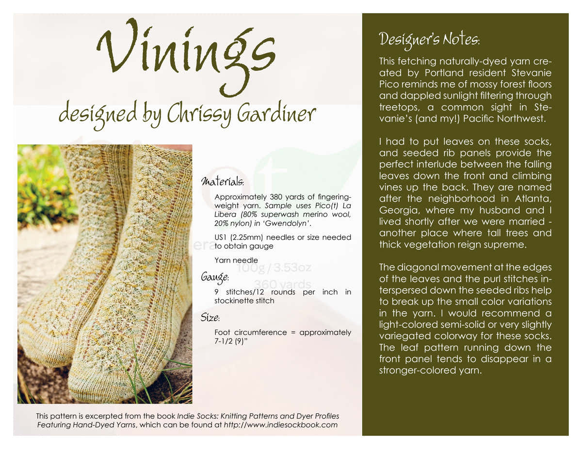 Gardiner Yarn Works Vinings Socks Knitting Pattern