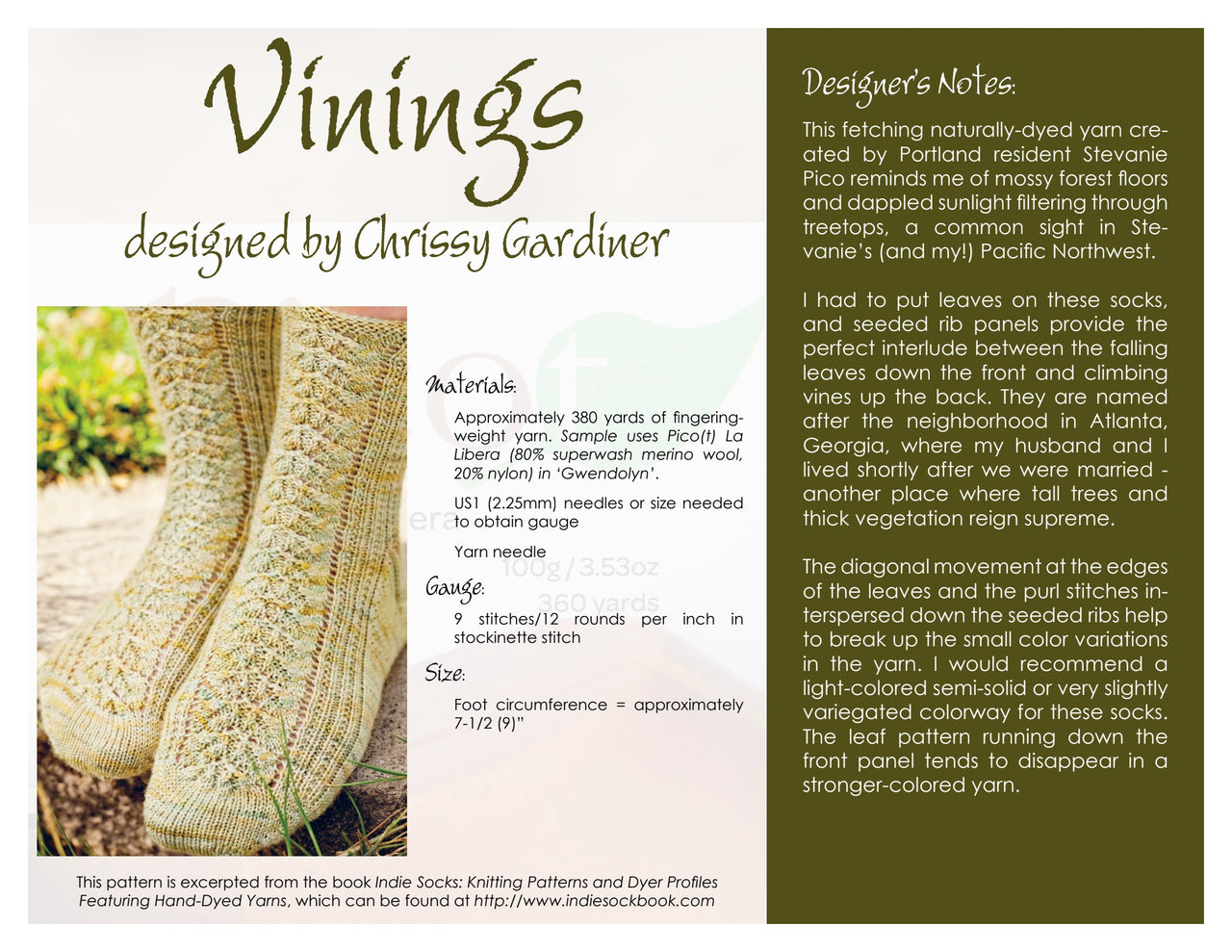 Gardiner Yarn Works Vinings Socks Knitting Pattern