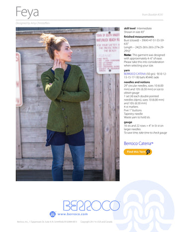 Berroco Feya Cardigan Knitting Pattern