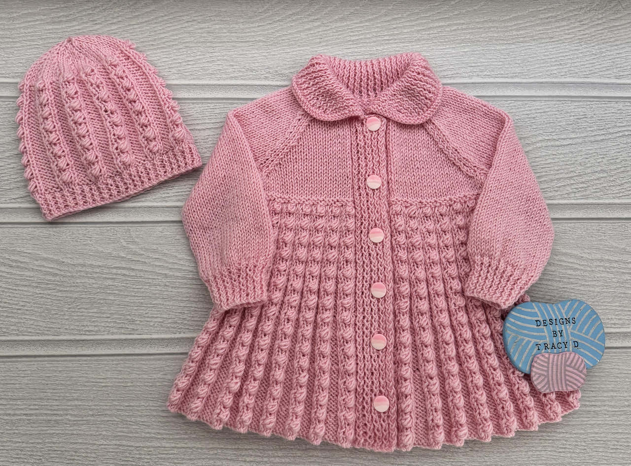 Bonnie Baby Coat, Beanie & Beret size 18" & 20" chest 6-9mths approx