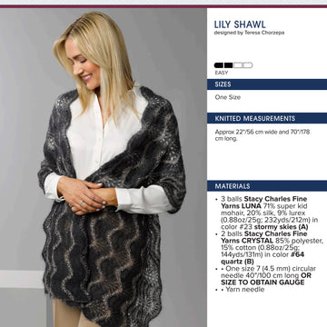 Stacy Charles Fine Yarns Lily Shawl Wrap Knitting Pattern