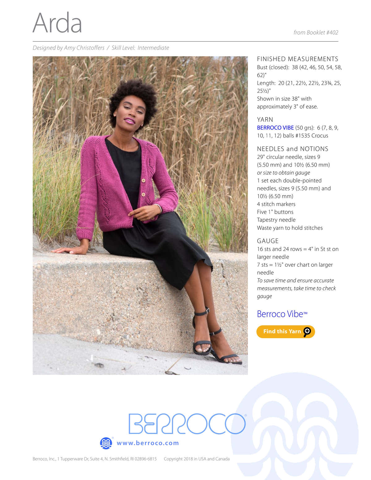 Berroco Arda Cardigan Knitting Pattern