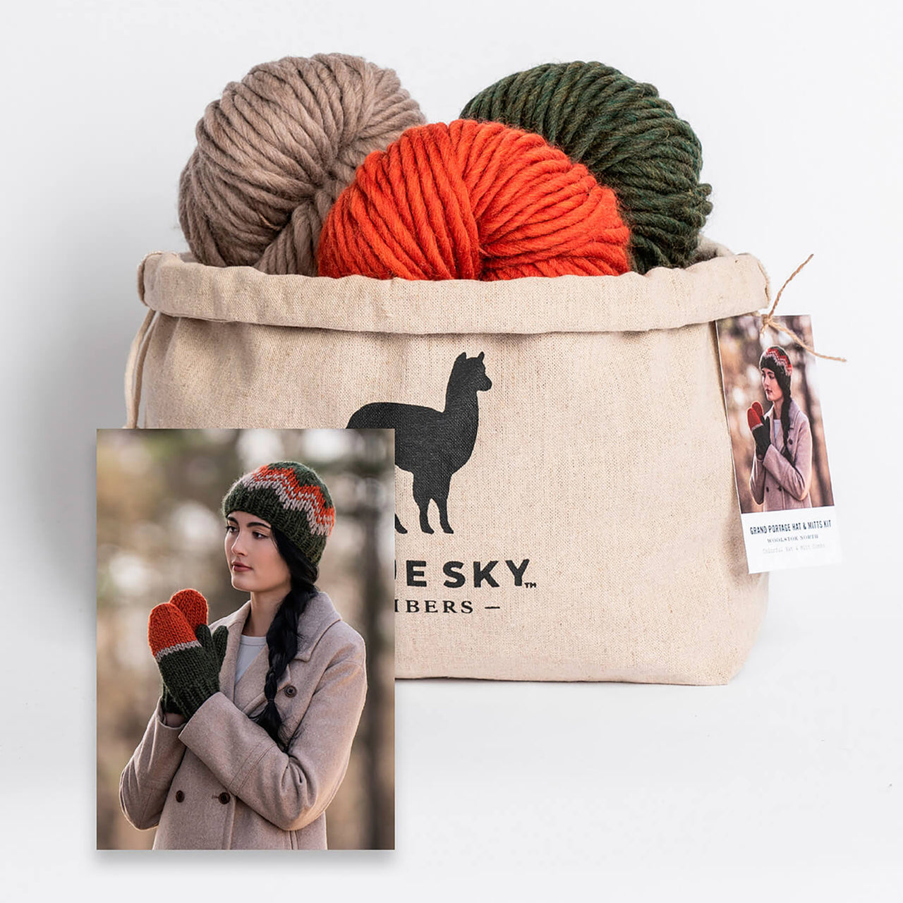 Blue Sky Fibers Grand Portage Hat & Mitts Kit