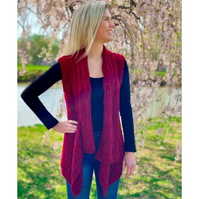 Plymouth Yarn Women's Long Vest Waistcoat Knitting Pattern