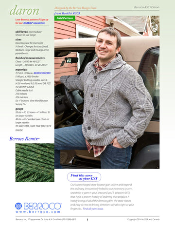 Berroco Daron Cardigan Knitting Pattern