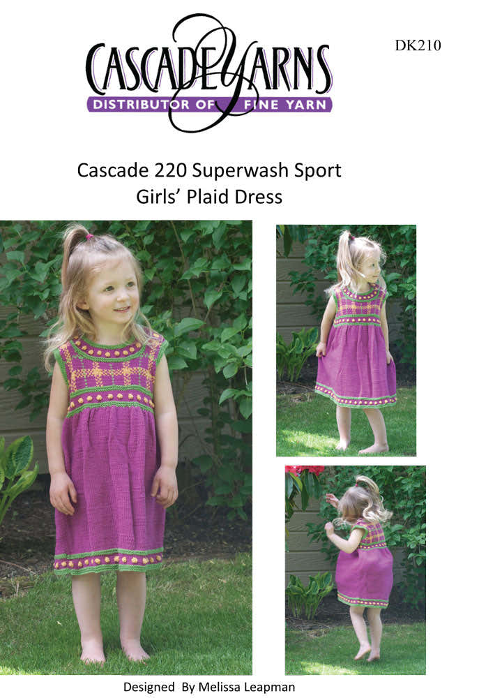 Cascade Yarns DK Girls' Plaid Dress Knitting Pattern