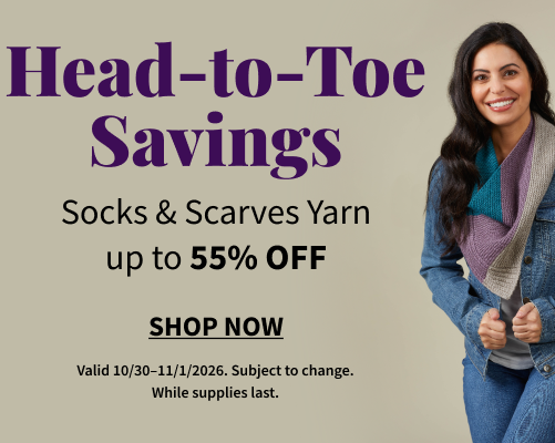 Up to 55% off Socks and Scarves yarn