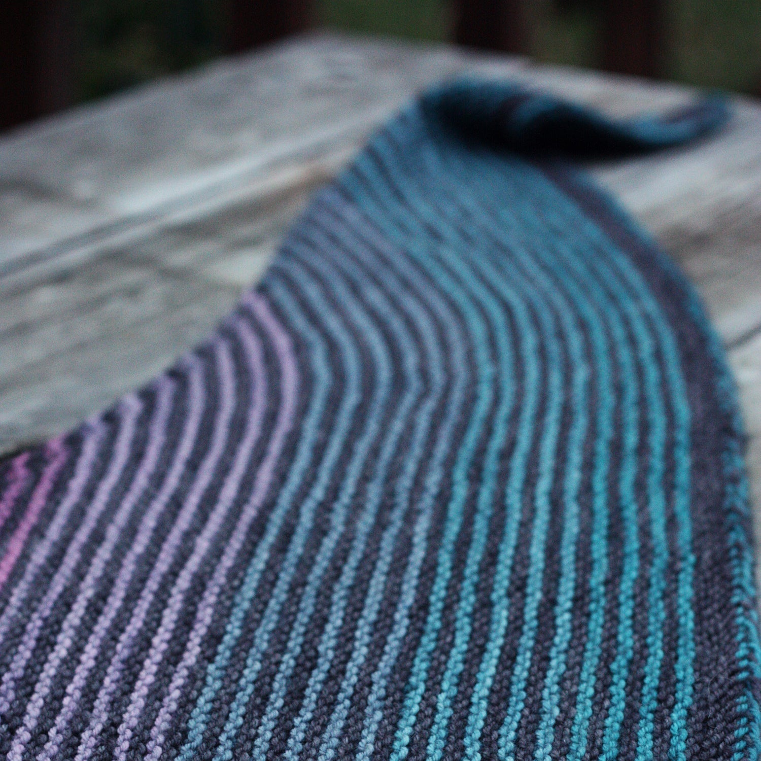 Wonderland Yarns Striped Swoosh Shawlette Knitting Pattern