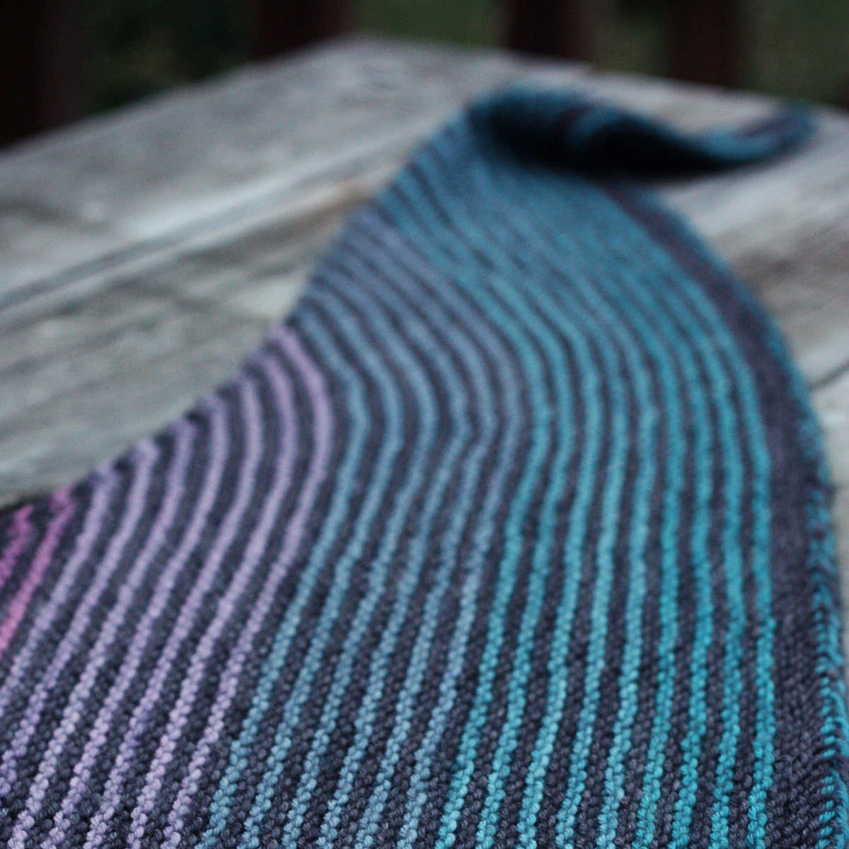 Wonderland Yarns Striped Swoosh Shawlette Knitting Pattern
