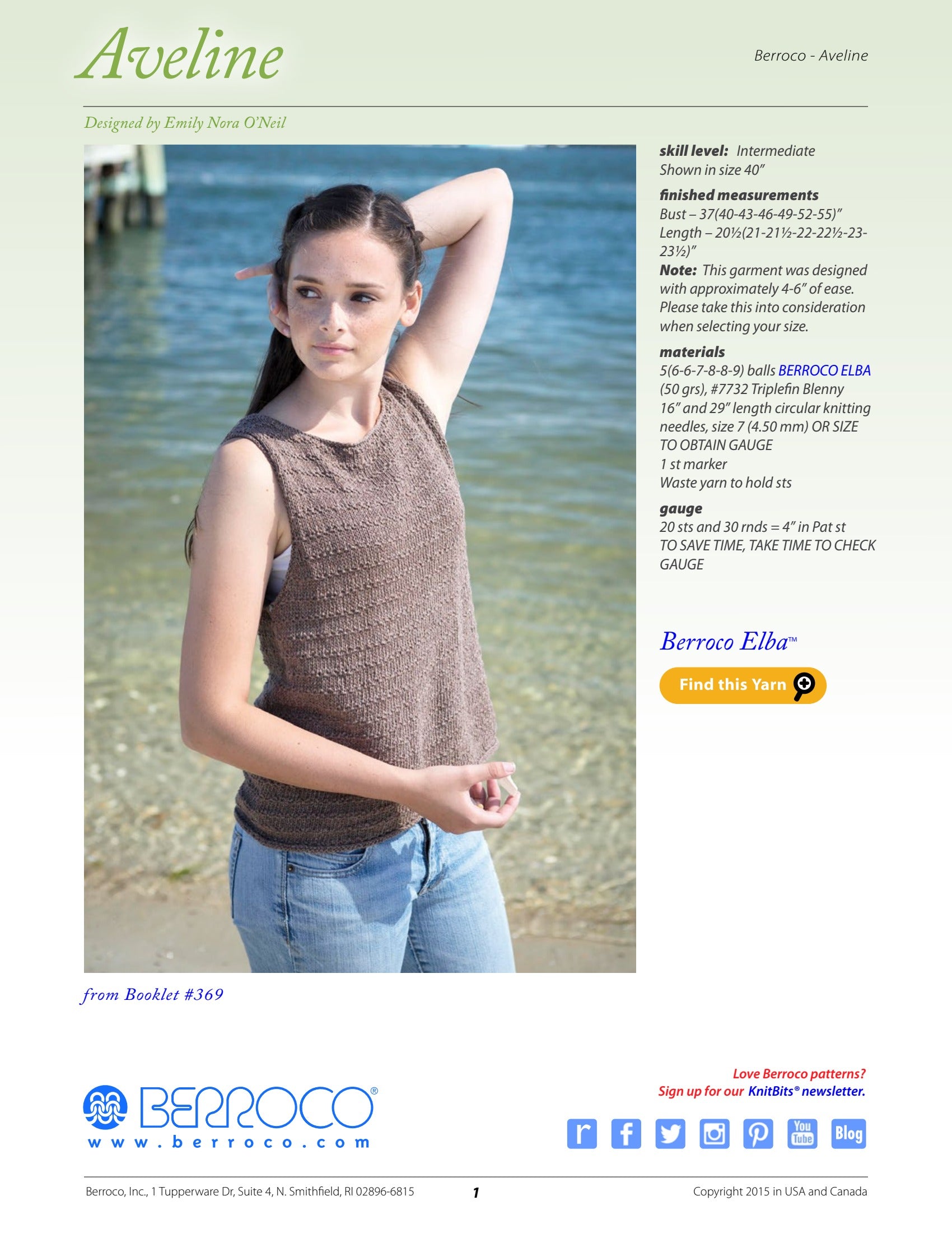 Berroco Aveline Jumper Knitting Pattern