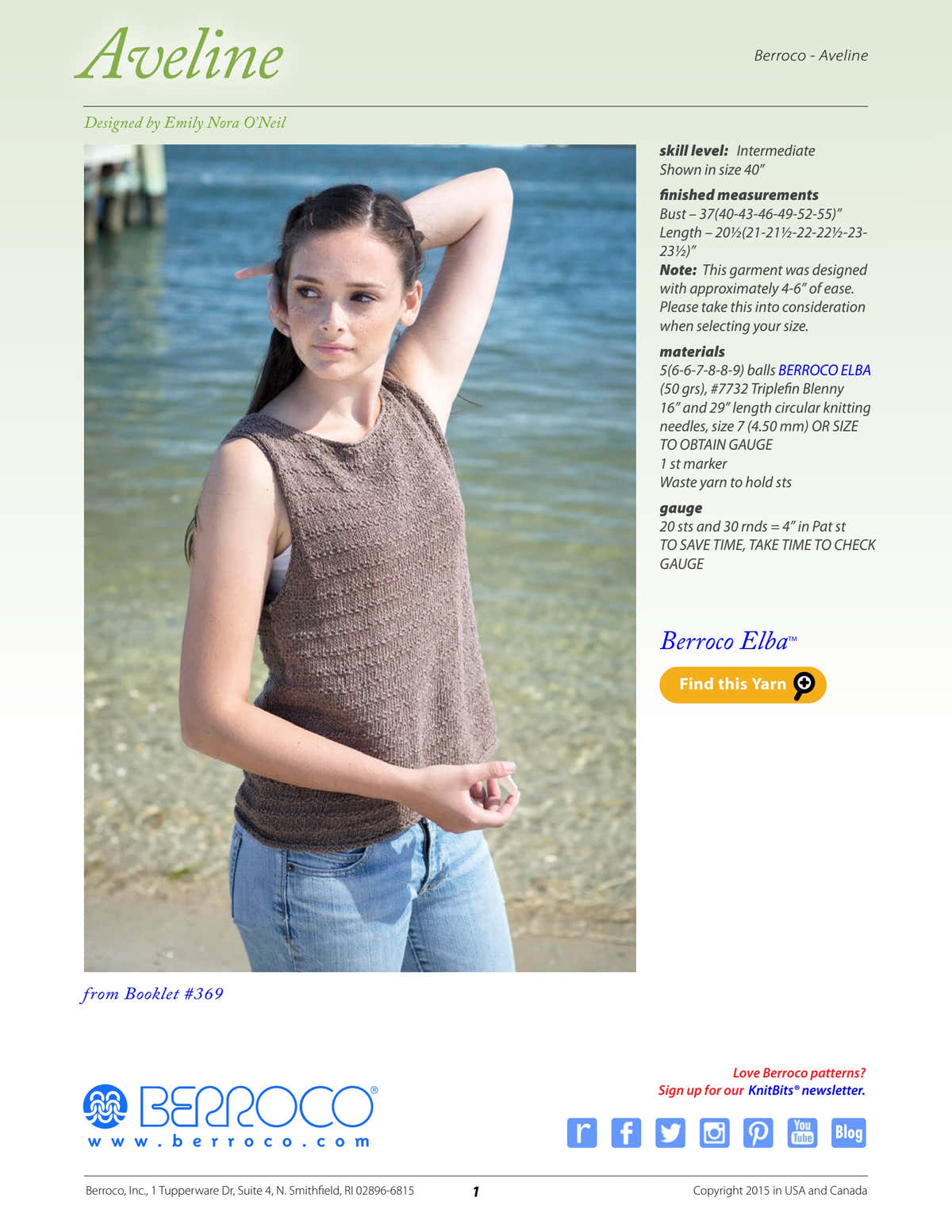 Berroco Aveline Jumper Knitting Pattern