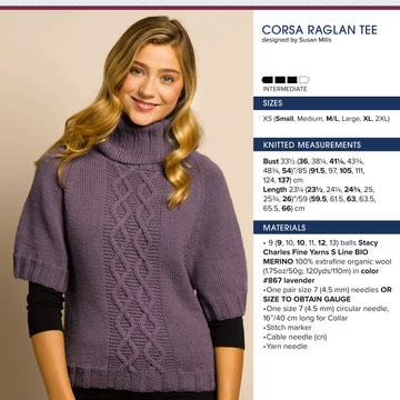 Stacy Charles Fine Yarns Corsa Raglan Tee Knitting Pattern