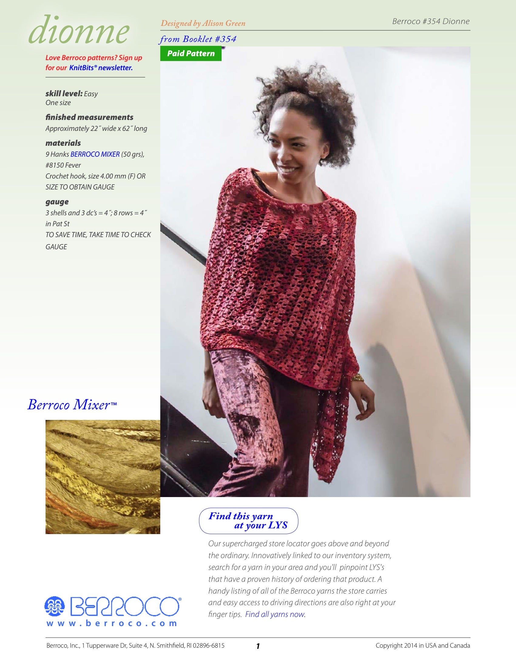 Berroco Dionne Shawl Crochet Pattern