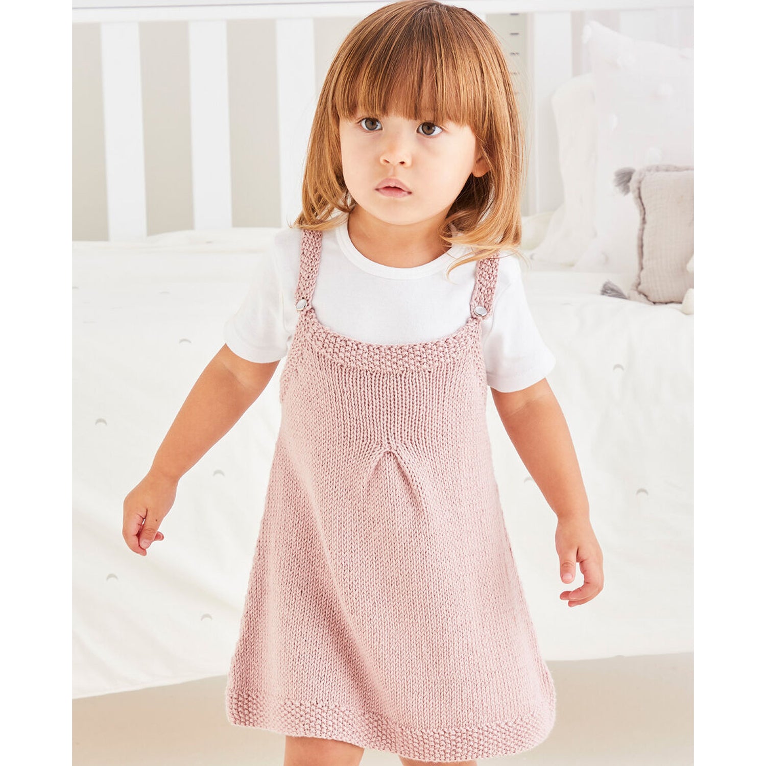 Sirdar Darted Baby Pinafore Dress Knitting Pattern