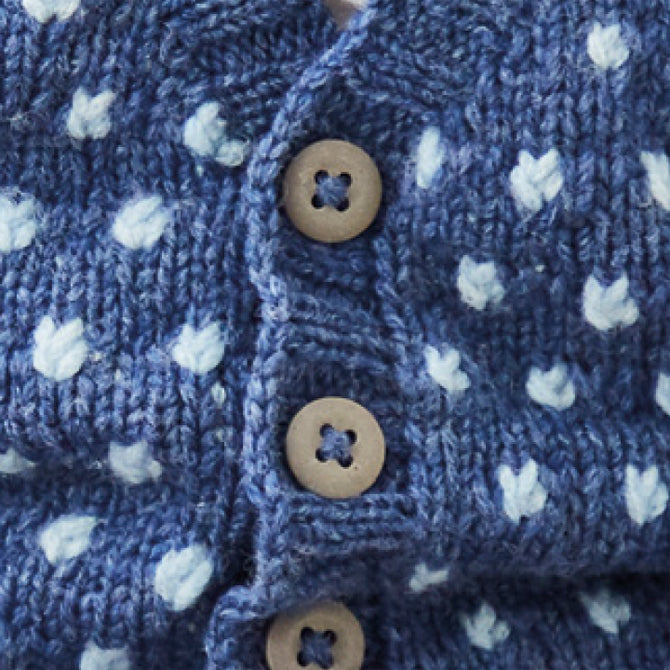 Sirdar Dotted V-Neck or Round Neck Cardigan in Snuggly Heirloom