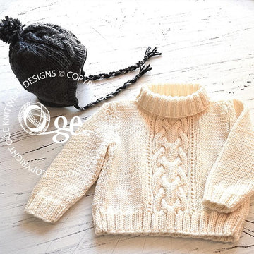 Cable Sweater with Matching Hat - P102