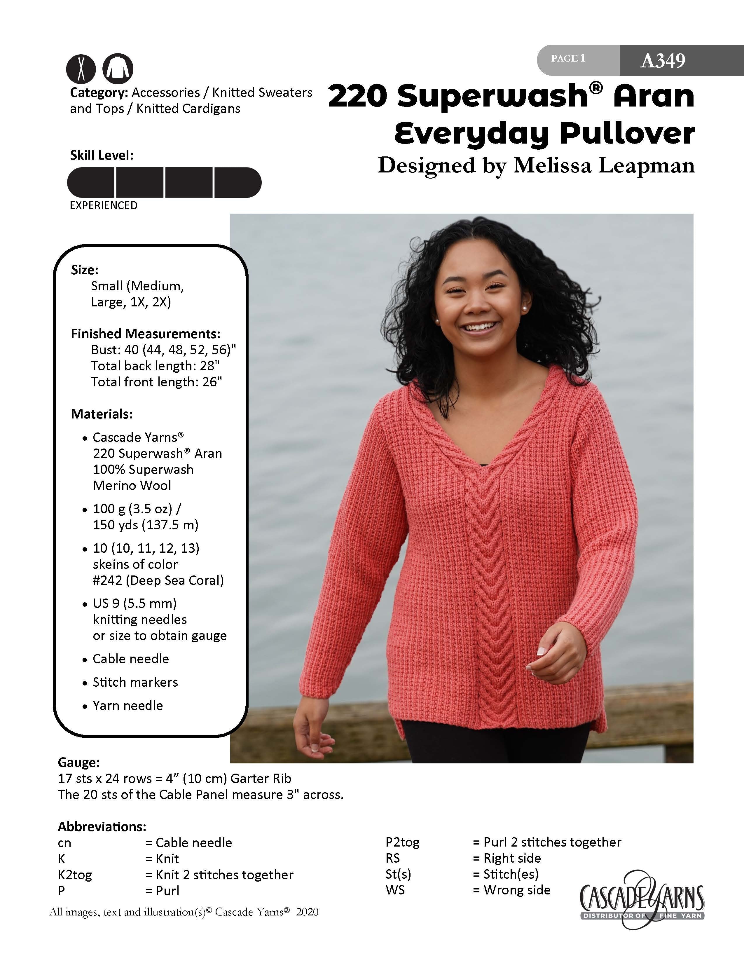 Cascade Yarns A Everyday Pullover Jumper Knitting Pattern