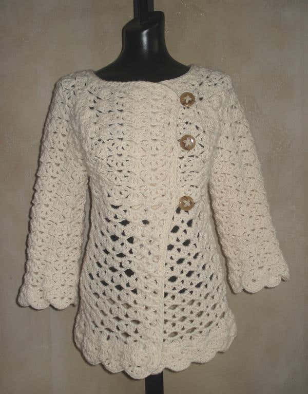#76 Vintage Top-Down Crochet Cardigan