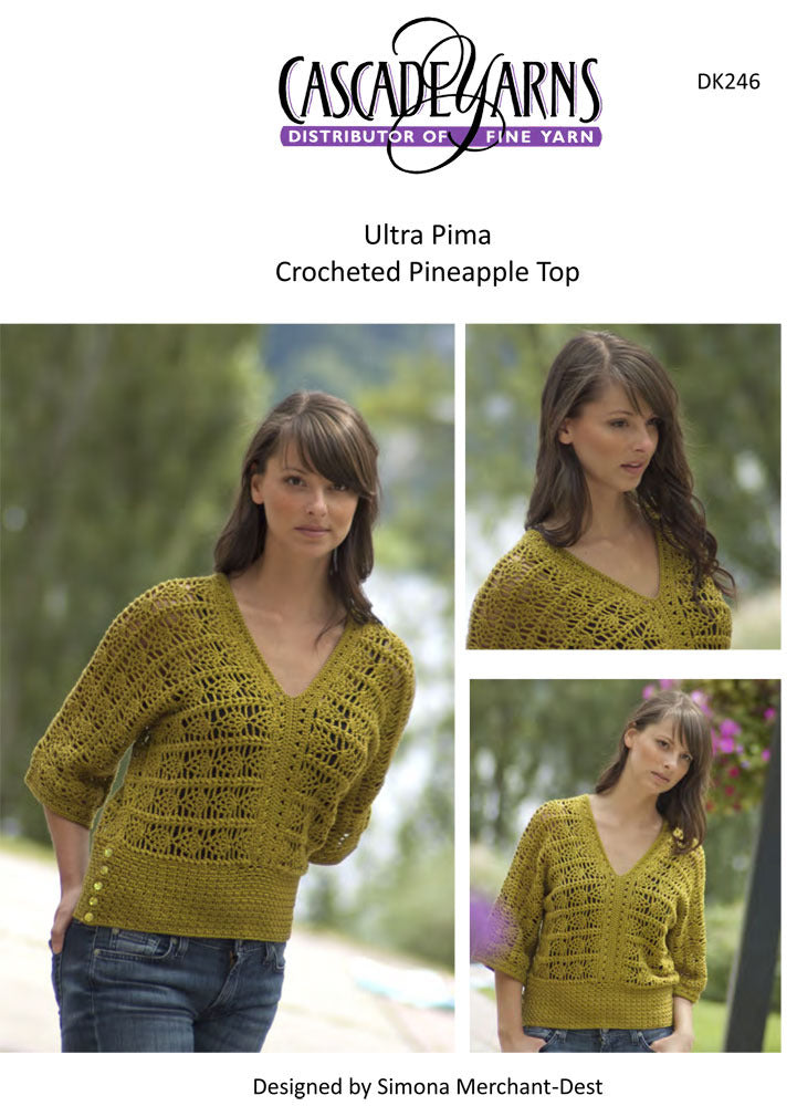 Cascade Yarns DK246 Ultra Pima Crocheted Pineapple Top (Free)
