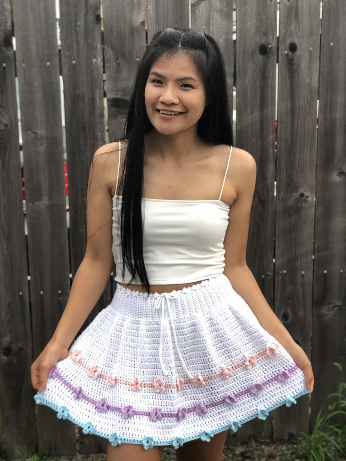 Crochet 3D flower skirt