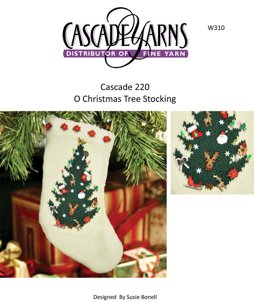 Cascade Yarns W O Christmas Tree Stocking Knitting Pattern