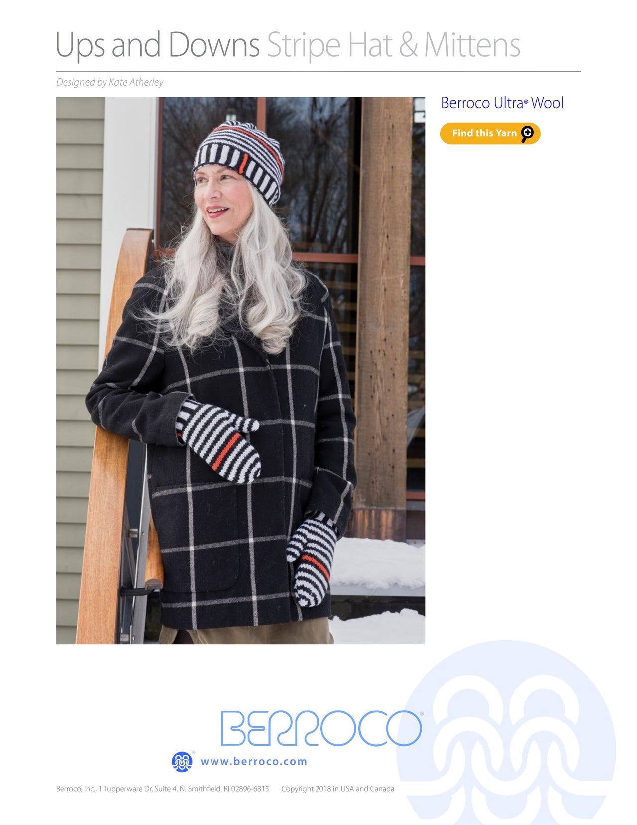Berroco Ups and Downs Stripe Hat & Mittens Knitting Pattern