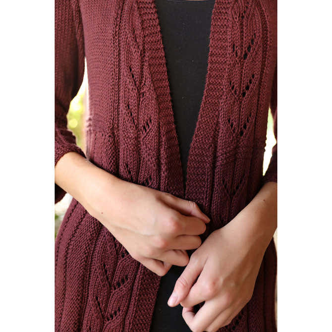 Plymouth Yarn Lace Panel Jacket Cardigan Knitting Pattern