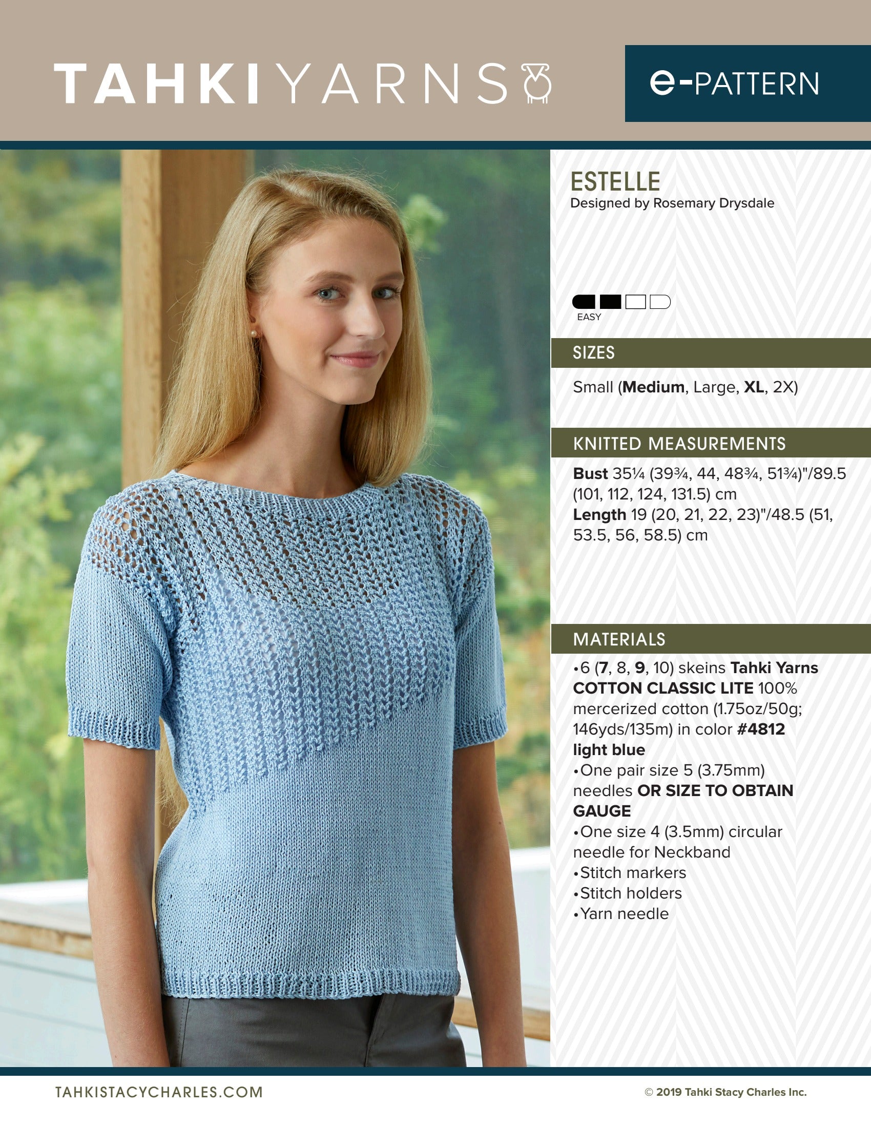 Tahki Yarns Estelle Knitting Pattern